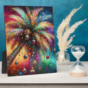 Whimsischer Weihnachtspalme Tree Tropical Beach Vi Fotoplatte