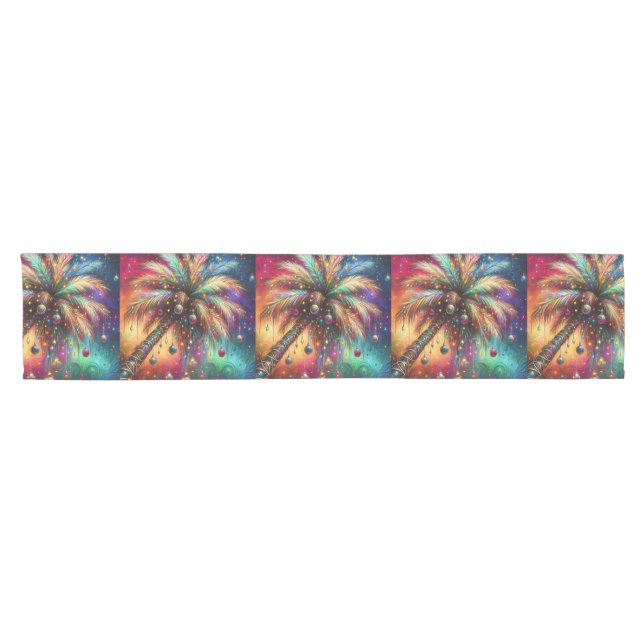 Whimsischer Weihnachtspalme Tree Tropical Beach Vi Kurzer Tischläufer (Horizontal)