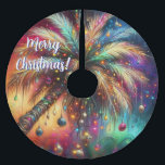 Whimsischer Weihnachtspalme Tree Tropical Beach Vi Polyester Weihnachtsbaumdecke<br><div class="desc">Whimsischer Weihnachtspalme Tree Tropical Beach Vivid</div>