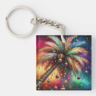 Whimsischer Weihnachtspalme Tree Tropical Beach Vi Schlüsselanhänger