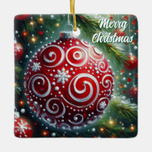 Whimsischer Weihnachtsschmuck Rote weiße Wirbel