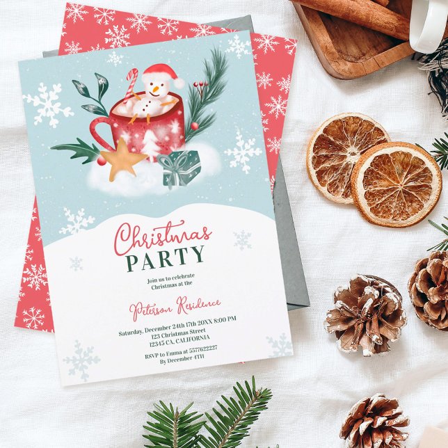 Whimsischer Weihnachtsschneemann Schokoladenbild Einladung (Von Creator hochgeladen)