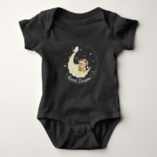 Whimsischer Weihnachtswaldkauz schlafend auf dem M Baby Strampler