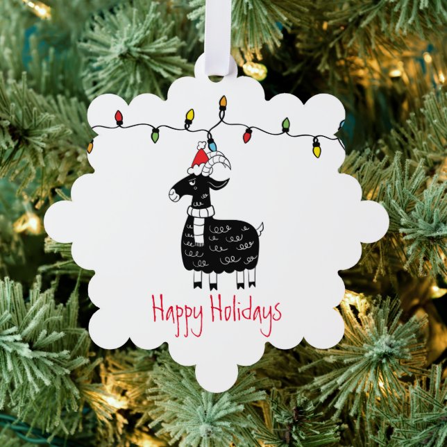 Whimsischer Weihnachtsziege individuell anpassbar Ornament Karte (Insitu (Baum))