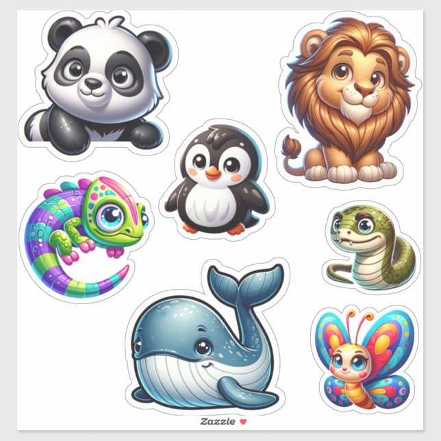 Whimsischer Wildbestand - 3D-Set für Sticker für T (Blatt)