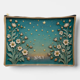 Whimsischer Wildblume Abend Aquamarin Prism Grosse Zubehörtasche