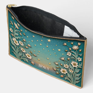 Whimsischer Wildblume Abend Aquamarin Prism Grosse Zubehörtasche