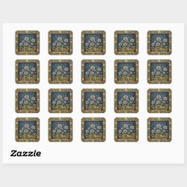 Whimsischer Wildblume Abend Dusty Lila Floral Quadratischer Aufkleber