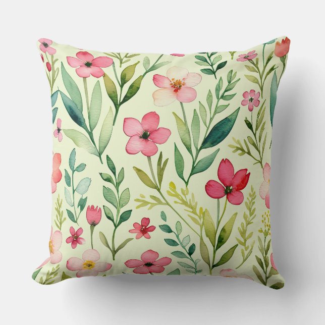 Whimsischer Wildblume Garden Kissen (Vorderseite)
