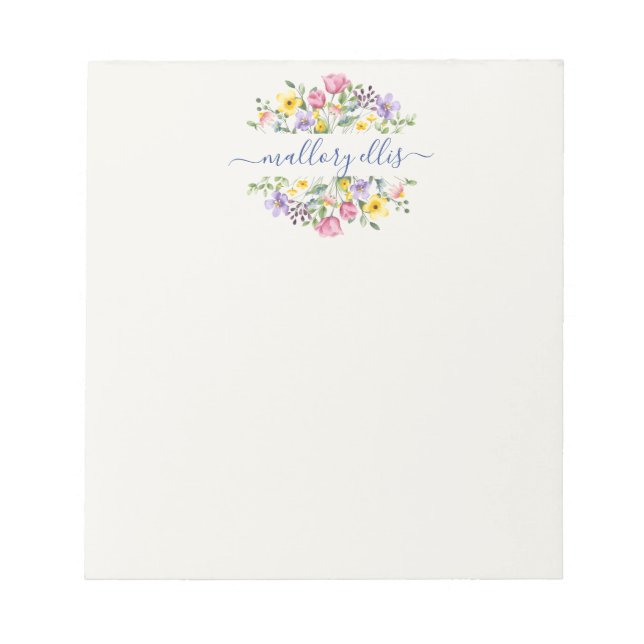 Whimsischer Wildblume Notizblock (Vorderseite)