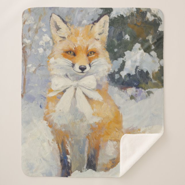 Whimsischer Winter Fox Niedliches Kinderzimmer Bab Sherpadecke (Vorderseite)