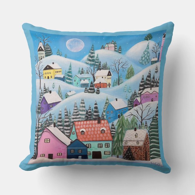 Whimsischer Winter Landschaft Kissen (Vorderseite)