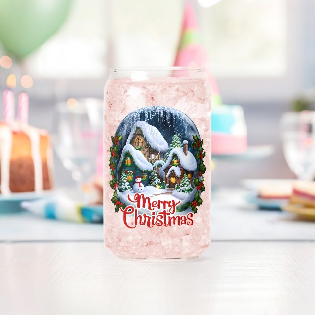 Whimsischer Winter Village Snow Globe Dosenglas (Insitu (Geburtstag))