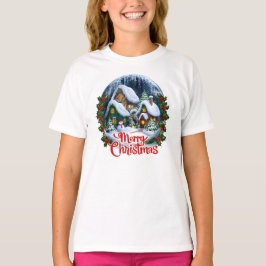 Whimsischer Winter Village Snow Globe T-Shirt