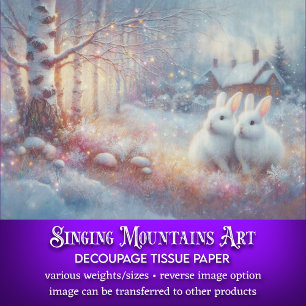 Whimsischer Winter-Waldkaninchen Dekoupage Seidenpapier