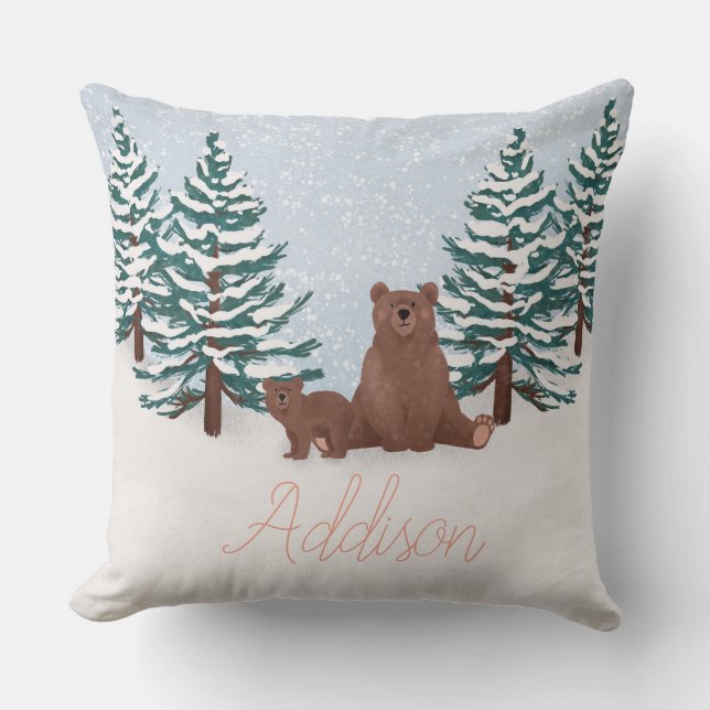 Whimsischer Winterbär & Woodland Wonderland Kissen (Vorderseite)
