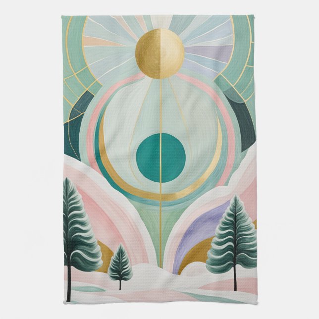 Whimsischer Wintertraum Geschirrtuch (Vertikal)