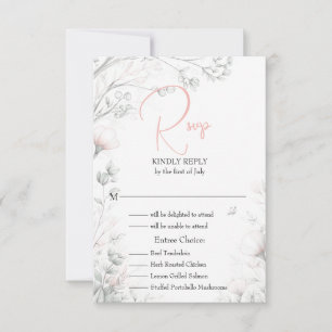 Whimsischer zarter rosafarbener floraler Zweig  RSVP Karte