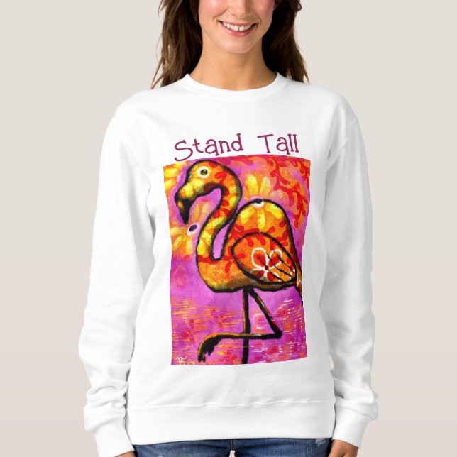 Whimsisches Abstrakt Flamingo Rosa Orange Floral Sweatshirt (Vorderseite)