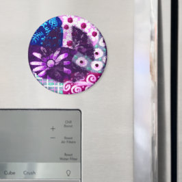 Whimsisches Abstraktes Friedenszeichen Blumenrosa  Magnet