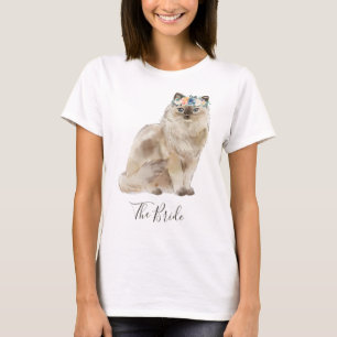 Whimsisches Aquarell Blumenbride Katze T-Shirt