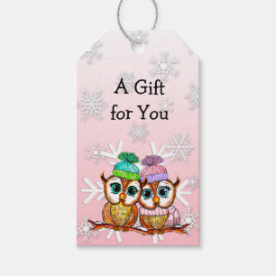 Whimsisches Aquarell und Schneeflocken Weihnachten Geschenkanhänger