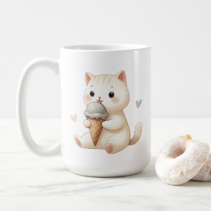 Whimsisches Aquarellkätzchen mit Eiscreme Kaffeetasse