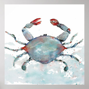 Whimsisches Aquarellkrebs Poster