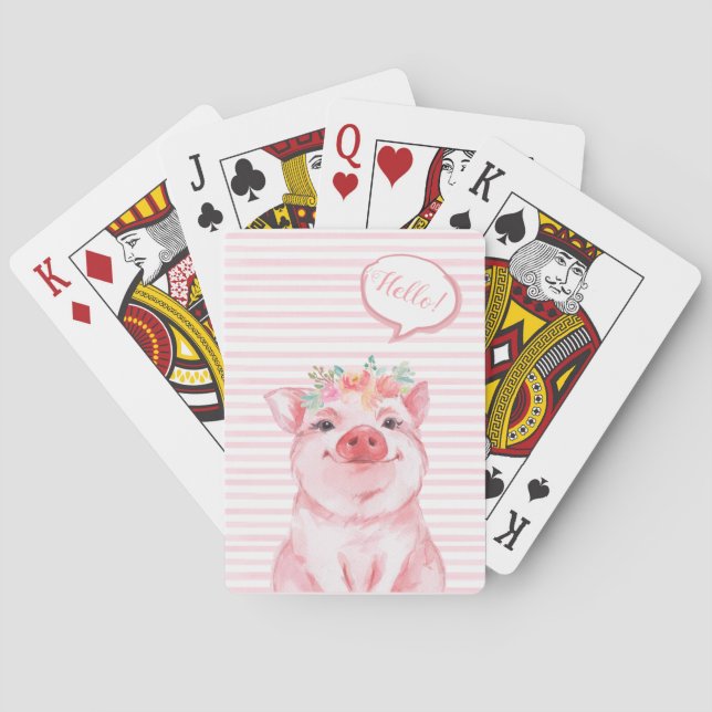 Whimsisches Aquarellschwein Spielkarten (Rückseite)