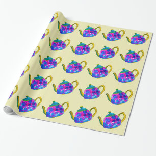 Whimsisches Aquarellteapot Geschenkpapier