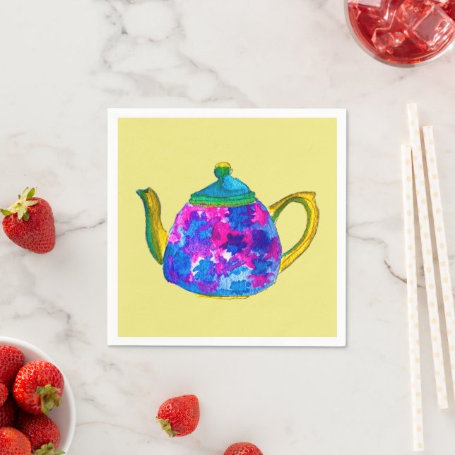 Whimsisches Aquarellteapot Serviette (Beispiel)