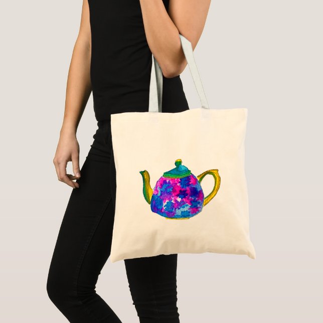 Whimsisches Aquarellteapot Tragetasche (Vorderseite (Produkt))