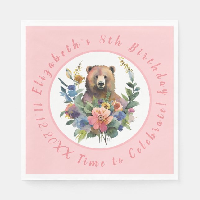 Whimsisches Bärenpapier Napkins Serviette (Vorderseite)