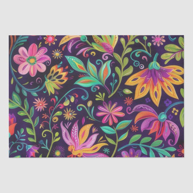 Whimsisches Blumendesign Seidenpapier (Vorderseite)
