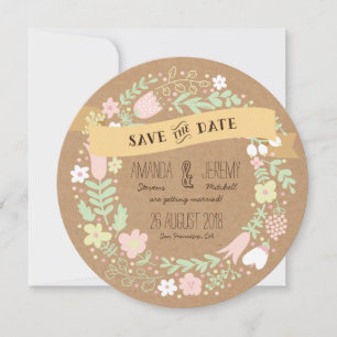 Whimsisches Blumenkraut Save the Date Foto