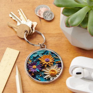 Whimsisches Blüten: Gequillte Kunst aus Blumenpapi Schlüsselanhänger
