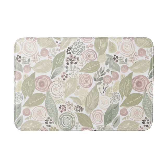 Whimsisches Blütenmeer, Salbei, Rose, Taupe Badematte (Vorderseite)