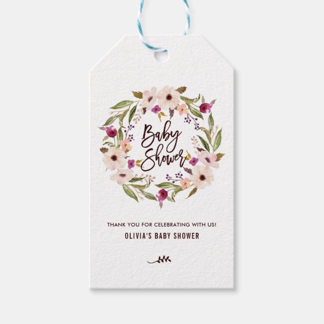 Whimsisches Bohemisches Blumenkreide Babydusche Ta Geschenkanhänger (Vorderseite)