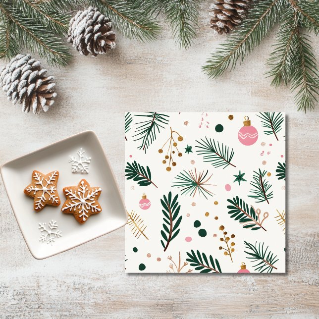 Whimsisches botanisches Weihnachtsbuch Napkin Serviette (Von Creator hochgeladen)