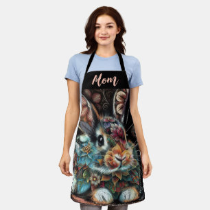 Whimsisches Bunny Rabbit Abstrakt Black Aquamarin Schürze