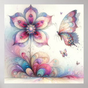 Whimsisches Butterfly-Schlafzimmerposter Poster