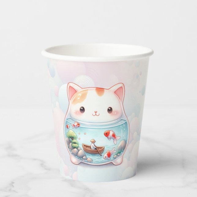 Whimsisches Cat Adventure Pappbecher (Vorderseite)