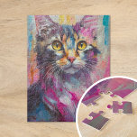 Whimsisches Cat Portrait Abstrakt Moderne Kunst<br><div class="desc">Ein lebendiges, modernes Kunstkatzenportrait mit knalligen, hellen Farben, darunter aquamarin, gelb, rosa und orange. Die spielerische Farbpalette und die ausdrucksvollen Pinselstriche bringen die Persönlichkeit der Katze auf eine lustige, fantasievolle Art zum Leben. Diese lebendige und kühne Interpretation eines klassischen Haustierportraits verbindet zeitgenössischen Stil mit Charme und Charakter, perfekt für Katzenliebhaber...</div>