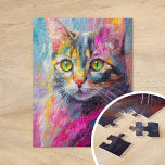 Whimsisches Cat Portrait Abstrakt Moderne Kunst<br><div class="desc">Ein lebendiges, modernes Kunstkatzenportrait mit knalligen, hellen Farben, darunter aquamarin, gelb, rosa und orange. Die spielerische Farbpalette und die ausdrucksvollen Pinselstriche bringen die Persönlichkeit der Katze auf eine lustige, fantasievolle Art zum Leben. Diese lebendige und kühne Interpretation eines klassischen Haustierportraits verbindet zeitgenössischen Stil mit Charme und Charakter, perfekt für Katzenliebhaber...</div>
