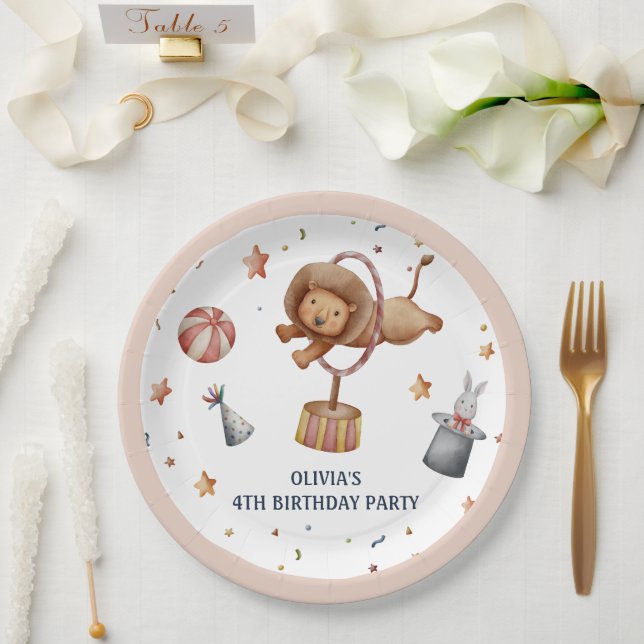 Whimsisches Circus Lion Kindergeburtstag Party Pappteller (Hochzeit)
