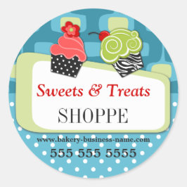 Whimsisches Cupcake Bakery Retro Design Runder Aufkleber