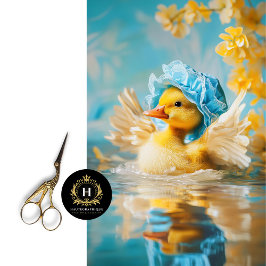 Whimsisches Duckling in Blue Bonnet Decoupage Seidenpapier