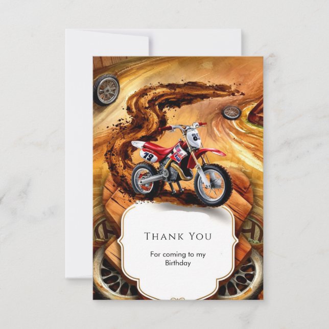 Whimsisches einfaches Motorrad Geburtstag Dankeskarte (Vorderseite)