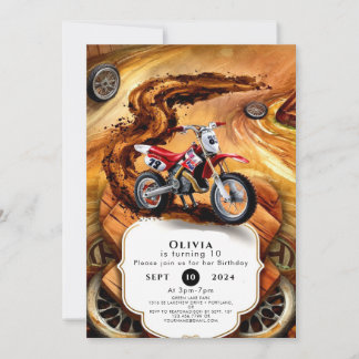 Whimsisches einfaches Motorrad Geburtstag Einladung