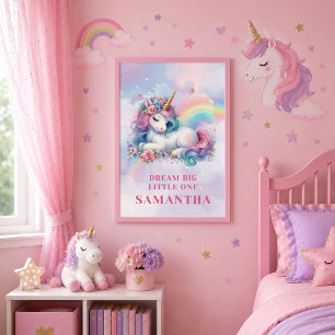 Whimsisches Einhorn Magisches gerahmtes Wandkunst- Leinwanddruck